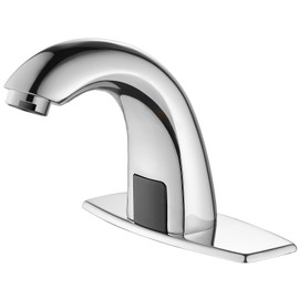 Touchless Bathroom Sink Faucet Hands Free Automatic Motion Sensor Commercial Solid Brass Faucet with Deck Plate,1 Hole or 3 Hole,Chrome