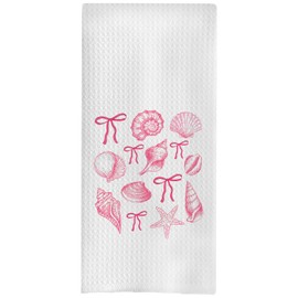 GCFET Pink Beach Kitchen Towels - Coquette Pink Bow Preppy Hand Towels for Bathroom, Pink Dish Towels Tea Towels for Kitchen, Coquette Preppy Bathroom Decor, Beach Kitchen Decor, 16x24 Inches