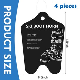 Adnee 4Pcs Ski Boot Horn - 12 inch Shoe Horn for Ski and Snowboard Boots - Cuttable Shoe Helper Shoe Horn,Great for Skiers of All Ages