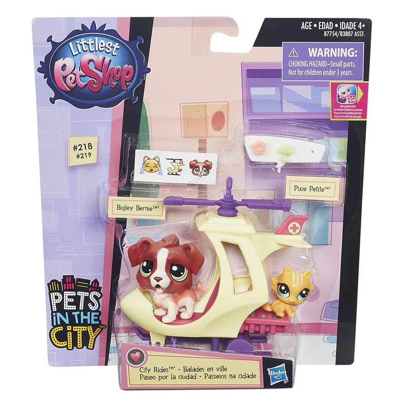 Littlest Pet Shop City Rides St. Bernard and Kitten Helicopter