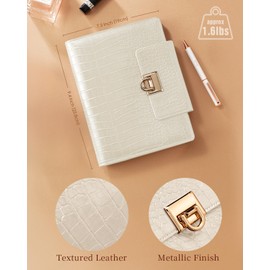 EGOSUNNY® Crocodile-Embossed A5 Refillable Leather Planner – 5.8" x 8.3" Crocodile-Textured Leather Cover, Refillable 6-Ring Binder with 80 Sheets, Dividers & Metal Ballpoint Pen - Fashion-Inspired Organizer for Professional Women, Work & Meetings