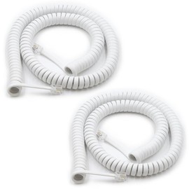 XANHAM Telephone Handset Cords Uncoiled 16.5 feet(Coiled 2 feet) with RJ9 4P4C Connectors Cable for Landline Phone, White, 2 Pack, Universally Compatible, AV04706