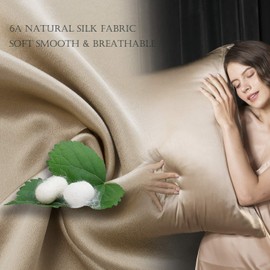 HandSun 100% Mulberry Silk Pillowcase for Hair and Skin, Both Side 19 Momme Silk Pillowcase, 1pc (Standard 20''x26'', Taupe)