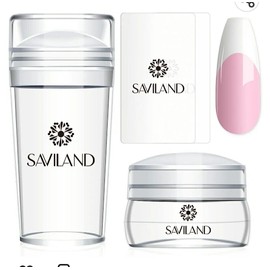Saviland French Tip Nail Stamp - 4PCS Nail Art Stamper Kit Clear Silicone Nai...