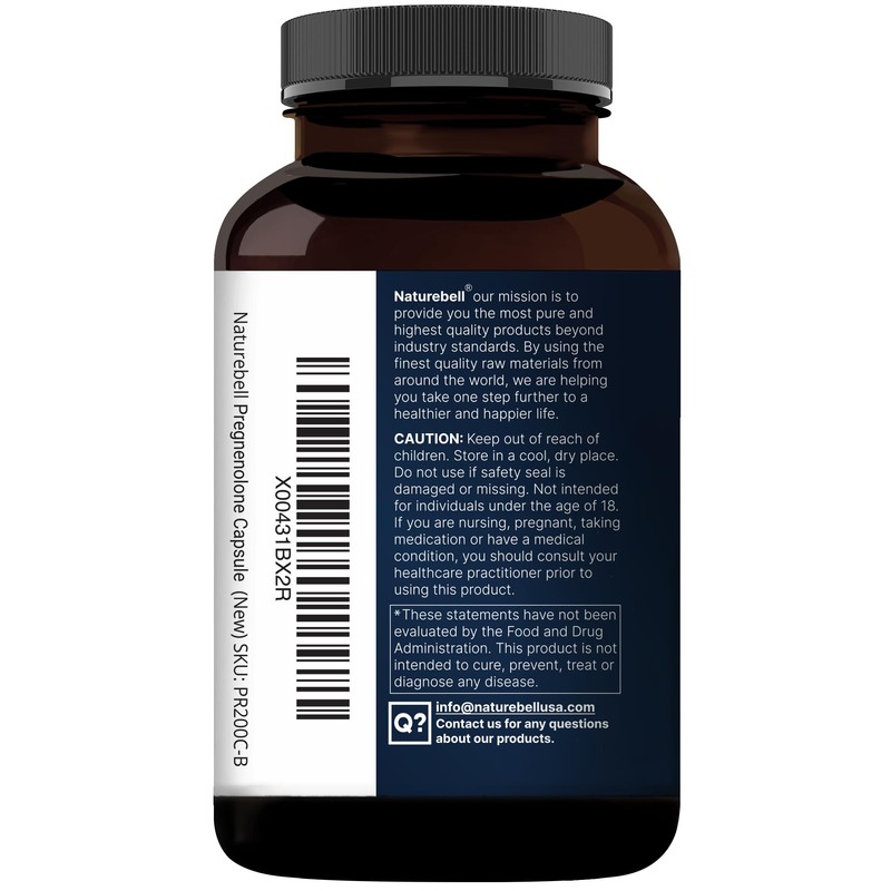 NatureBell Pregnenolone 100mg, 240 Capsules | 99% Purity, Micronized Grade