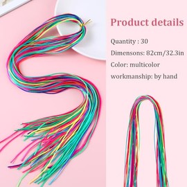 30Pcs Hair Strings for Braids Colorful Long Hair Wrap String for Girls Braids Braiding Hairstyle Accessories (32.3 Inch)