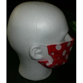 Home-Made Face Mask Red and White Polka Dot Pattern Covering 100% Cotton Washable Reusable