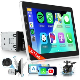 10.1 inch Single Din Car Stereo with FM/RDS Wireless Carplay Android Auto Backup Camera, Sellrich Single Din Detachable Screen Radio Support Bluetooth YouTube MirrorLink EQ USB/AUX/TF SWC
