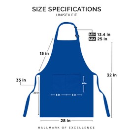 Utopia Kitchen Adjustable Bib Apron (2-Pack) Water Oil Resistant Chef Cooking Kitchen Aprons with Pockets for Men Women (Blue)