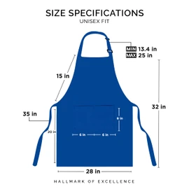 Utopia Kitchen Adjustable Bib Apron (2-Pack) Water Oil Resistant Chef Cooking Kitchen Aprons with Pockets for Men Women (Blue)