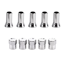 Generic 5 Sets Chrome Plated Valve Stem Cover, Stainless Wheel Valve Stem Sleeve and Cap Dress Up Kit, Leak Proof Car Tire Air Valve Caps, Auto Decor Accessories for Most Vehicles (TR414AC10)