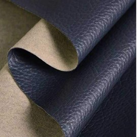 16 Colors Available Full Meter (100x137 cm) PVC Textured Faux Leather Grained Leatherette Upholstery Fabric (Navy Blue)