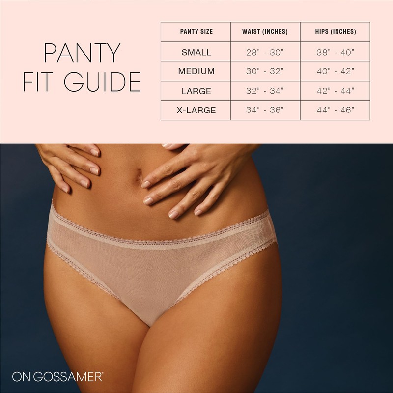 OnGossamer Women's Mesh 3 Pack Bikini Style Underwear - Champagne,