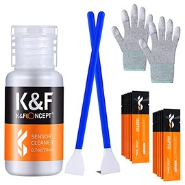 K&F Concept APS-C Sensor Cleaning Kit - 16pcs Sensor Cleaning Swabs, 20ml Sensor Cleaner & Gloves, Camera Lens Cleaning Kit for CMOS & CCD APS-C Sensors
