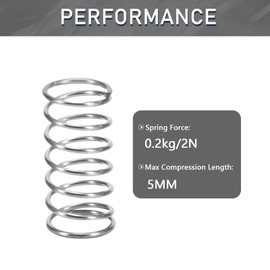 GUNGY Compression Spring Stainless Steel Spring Compression Springs 10 mm Wire Diameter 0.4 mm Outer Diameter 5 mm Length 10 mm Maximum Spring Force 0.2 kg Pack of 20