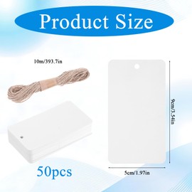 50PCS Basket Tags Hanging Labels Sign with Natural Twine String Clip On, 3.5 × 2 Inch Hanging Basket Tags Label Tag for Baskets, Removable Plastic Bin Labels for Storage Bins Hangings Mini Tag