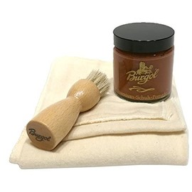 BURGOL Shoe care set Shoe pomade-COGNAC,Pot brush Cotton cloth and bag
