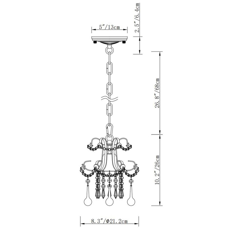 Mini Style Crystal Chandelier Pendant Light White,1-Light