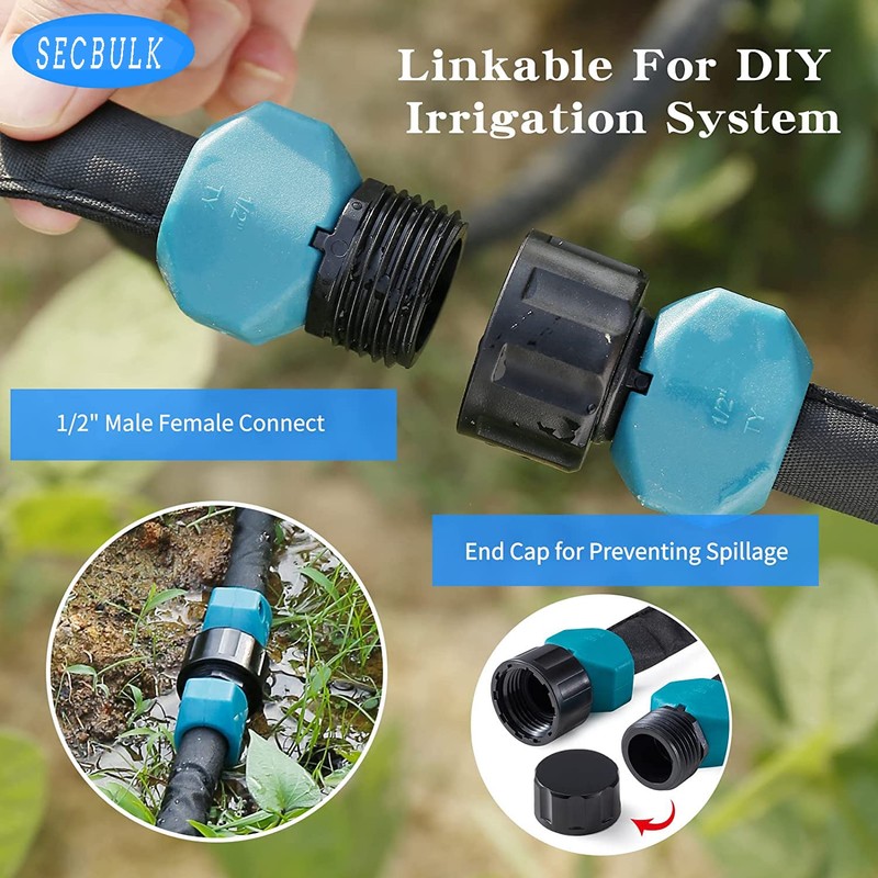 Secbulk 2025 Flat Soaker Hose 50 ft for Garden, 50'