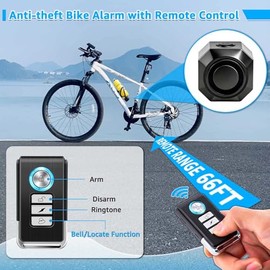 NineLeaf Bicycle Alarm System for Bicycle with Remote Control, L-shaped Aluminium Bottle Holder Holder, 110 dB Anti-Theft Alarm, 3 Volumes 7 Sensitivities, USB-C, IP65 Waterproof