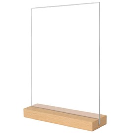 Holyo Sign Holder Photo Frame Clear Wooden Sign Stand POP Stand T Shape Double Sided Vertical Advertising Photo Card Holder Restaurant Menu Holder Card Display (2019 New A5)