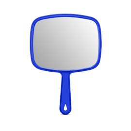 PROTECLE Large Hand Mirror, Salon Barber Hairdressing Handheld Mirror with Handle (Square Blue 10.3"x7.4")