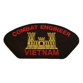 ARMY COMBAT ENGINEER VIETNAM with CASTLE PATCH - Red and Gold on Black Background - Veteran Owned Business
