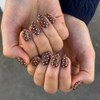SXVME Uñas postizas marrones almendradas, 30 uñas postizas cortas con