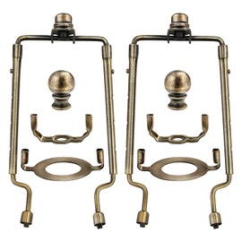 7 8 9 10 inch Lamp Shade Harp Holder,Adjustable Lamp Harp Kit,Fit Both Standard Lamp Rod and E26 Light Base UNO Fitter Adapter,with 2 Shade Attaching Finial Top (Bronze Color - 2 Set)