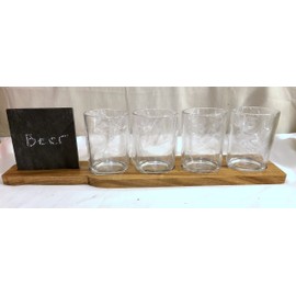 New Pier one Beer Flight Tasting Set with Paddle and Slate and Chalk 16"