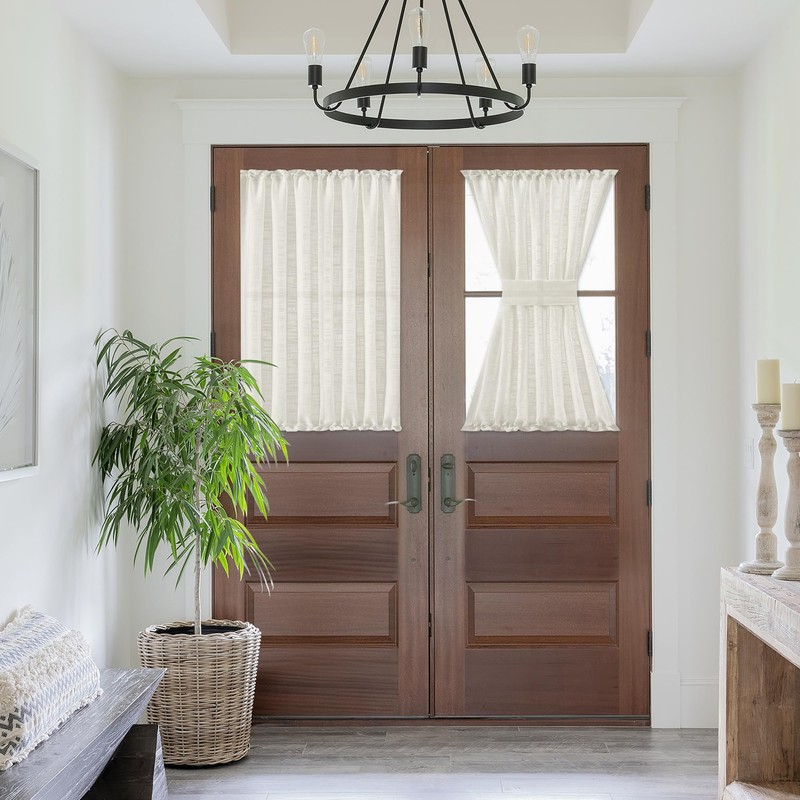 Fmfunctex - Cortina de puerta con textura de lino francés,