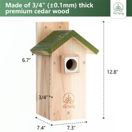 3/4 Thick Cedar Bird Houses with Metal Predator Guard, Nesting Box Birdhouse for Easy Cleaning, Bird Box for Outdoor Swith Viewing Window, Outdoor Wild Bird Watching, Swallow Wren Chickadee…