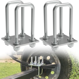 Square U-Bolt Kit for Boat Trailer Mounting Axle Leaf Springs Zinc(4 U-Bolt + 2 Plate),Heavy Duty Square U-Bolts with Nuts and Frame Plate for Trailer Automobiles Trailer, 2 1/4" W x 6 3/10" L