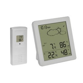 TFA Dostmann Wireless Clear Weather Station, 35.1168.02, with Outdoor Sensor, Temperature and Humidity Indoor and Outdoor, Weather Forecast with Air Pressure and Symbols, Digital, Small and Compact,