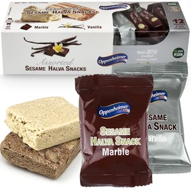 Assorted Sesame Halva Snacks Vanilla and Marble Flavors - Delicious Sweet Israeli Snacks Sesame Treat Bars Assortment for Melt-in-Your Mouth Delight, Vegan, Kosher - 12 Pack, 0.88 Oz Each (Total 25g)