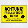High Quality Sign "Achtung Freilaufender Hund" 300 x 200 mm