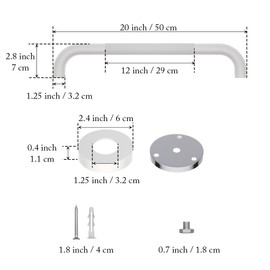 20 Inch Anti Slip Shower Grab Bar Oil Rubbed White 1.25" Diameter,Munzong 2 Pack Bathroom Grab Bar, Knurled Bathroom Balance Bar,Safety Hand Rail Support Handicap Elderly Senior Assist Bath Handle