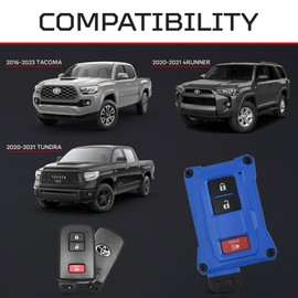 AJT DESIGN Replacement Key Fob Case Compatible with Toyota Tacoma, Tundra, 4Runner V1, Injection Fob V1.5 - Voodoo Blue