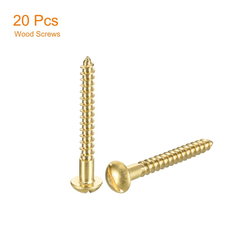 sourcing map Wood Screws M4 x 40mm Slotted Round Head