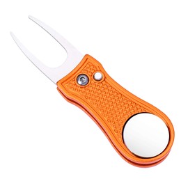 Mile High Life All Metal Foldable Golf Divot Tool with Pop-up Button & Magnetic Ball Marker (Silver Fish)