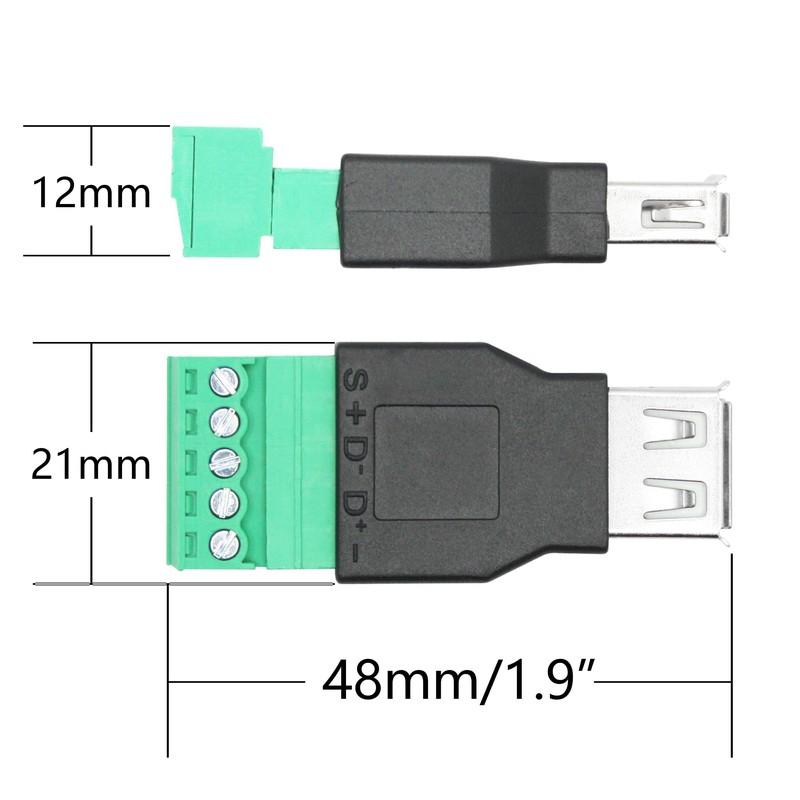 Riertostng USB 2.0 A Female to 5 Pin Screw Terminal