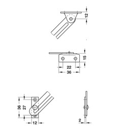 Cabinet Lid Stay with Guide Slot Nickel Plated Right Handed