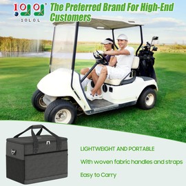 10L0L Golf Cart Cooler Bag Soft Sided, 12 Can Leakproof Insulated Cooler Backpack Multi-Pocket for Golf Car Accessories, Collapsible, Waterproof, Fits Camping, Kayaking, Fishing Ice Pack Chest-Black