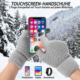Figarge Knitted Gloves Touch Screen Thickened Winter Gloves Warm Knitted Gloves Finger Gloves Non-Slip, Gy