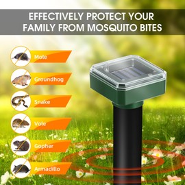 8 Pack Mole Repellent Solar Powered, Gopher Repellent Ultrasonic Groundhog Repeller Mole Stakes Deterrent, Solar Rodent Repeller Vole Repellent Spikes Snake Rodent Repellent for Lawns Yard