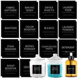 HVSWLY 28PCS Laundry Labels for Containers,Minimalist Laundry Labels for Jars,Removable Waterproof Laundry Room Label Stickers,Home Storage Organization(Black)