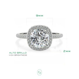 Clepsidra® Anillos de compromiso estilo Soleste. Anillos corte cojín para novios y boda. Accesorios y joyeria para mujer resistente y de uso diario. Engagement ring. Wedding ring