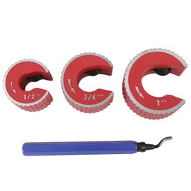 1/2, 3/4, 1 Inch Copper Tubing Cutter Set, Metal Pipe Cutters with Portable Storage Case, 4 Piece Tool Kit for Brake Lines, Cooling Lines with Reaming Pen and Spare Blades