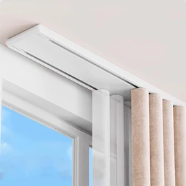 110.23in Double Row Curtain Tracks, Heavy Duty Drop Curtain Rails, Aluminum Alloy Ceiling Drape Track Set for Living Room Bedroom Hospital (White, 2.8m)