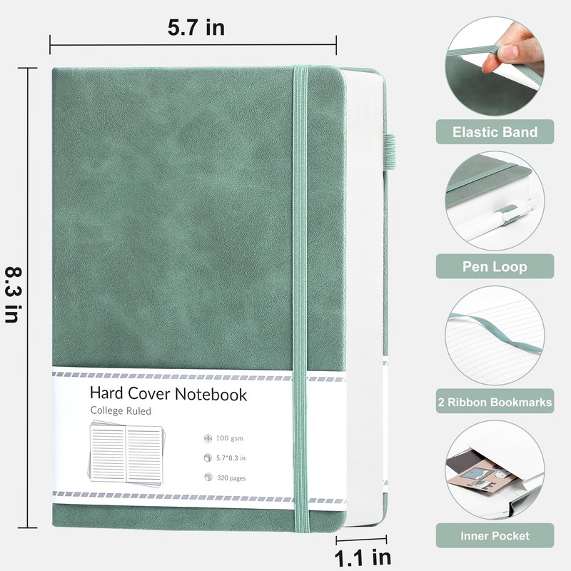 CAGIE Lined Journal Notebook for Women Men 320 Pages 100